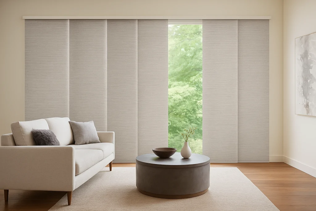 motorized adjustable panel track blinds