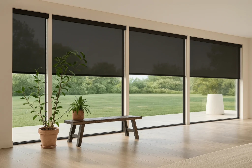 motorized solar shades - dark style