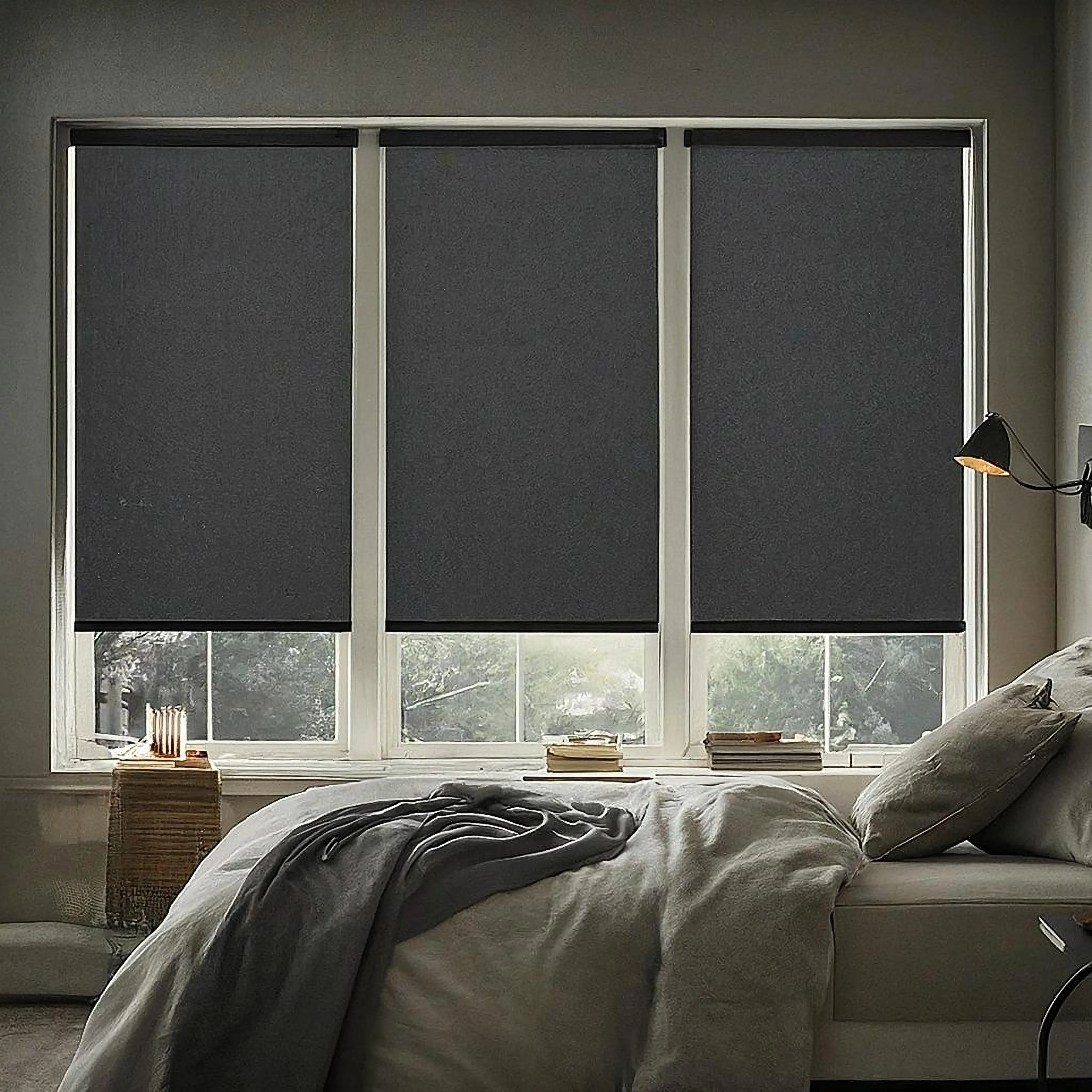 blackout motorized shades - bed room