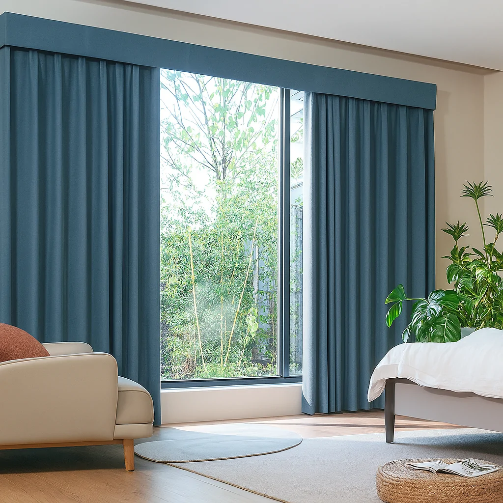 stylish motorized curtains bedroom