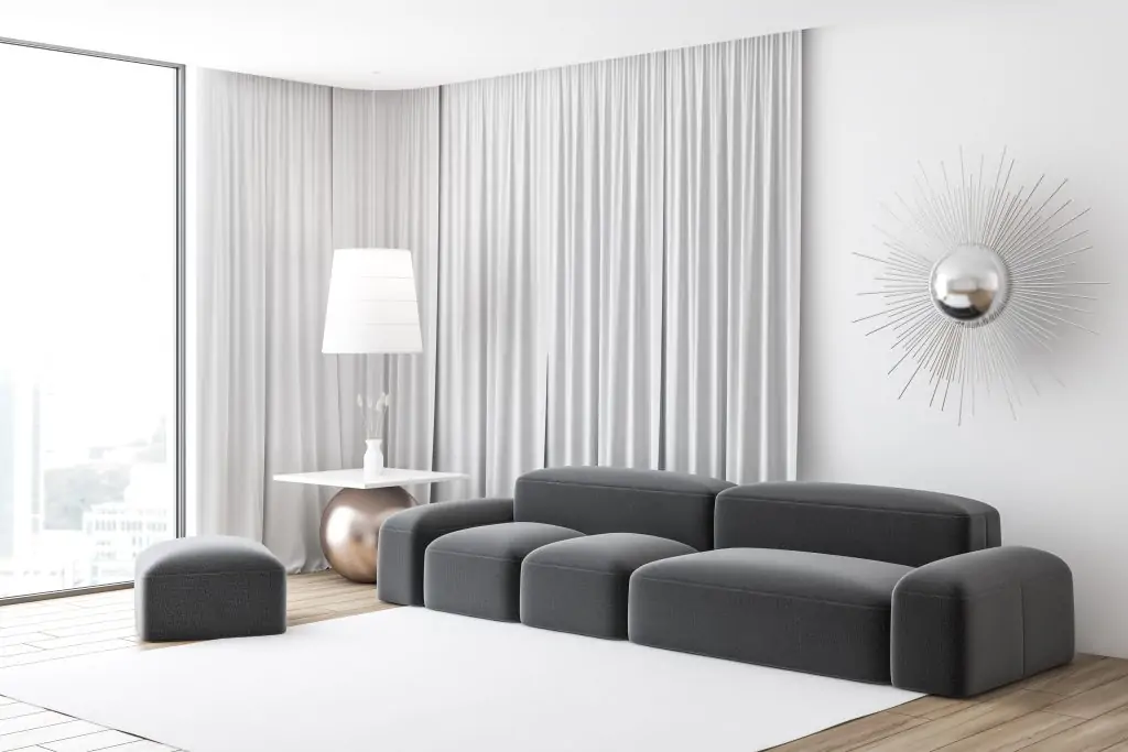 white fabric motorized fabric drapes